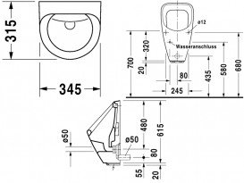 Пісуар настінний Duravit Utronic електронний 34,5х31,5 см кераміка білий 0830370000