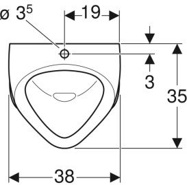 Пісуар настінний Geberit Alex 38х35 см сантехнічний фарфор білий 502.905.00.1