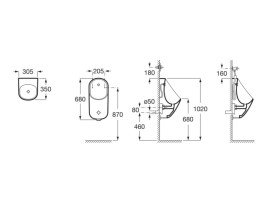 Писсуар настенный Roca Proton 30,5х35 см сантехническая керамика белый A3590J2000