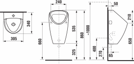 Писсуар подвесной Jika Golem верхний подвод керамика белый H8430610000001