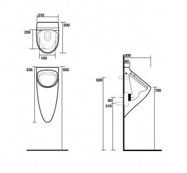 Пісуар підвісний Kerasan Aquatech під прихований налив з сифоном білий 373501