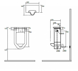 Пісуар підвісний Kerasan Waldorf з сифоном і кріпленням чорний глянсовий 413004