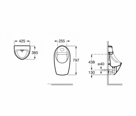 Пісуар підвісний Roca Euret з інфрачервоним сенсором кераміка білий A35945E000