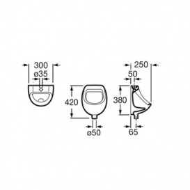 Пісуар підвісний Roca Mini з верхнім підведенням кераміка білий A353145000