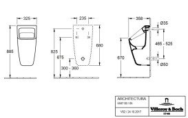 Писсуар подвесной Villeroy & Boch Architectura 32,5х35,5 см с меткой санитарная керамика альпийский белый 55870501