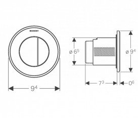 Пневмокнопка змиву для унітазу Geberit Type 10 подвійний змив білий / хром глянсовий / білий 116.055.KJ.1