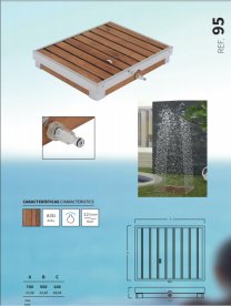 Піддон з вбудованим душем нержавіюча сталь/тік коричневий AQA 95