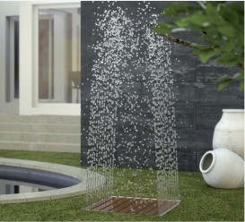 Піддон з вбудованим душем нержавіюча сталь/тік коричневий AQA 95