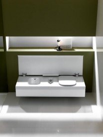 Подвесная система со встроенным унитазом справа и биде Hatria G-Full 50х141.5 см санфарфор белый YXJQ01