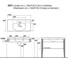 Полку для консолі під раковину Kerasan Bentley 100х50 см скло 918701