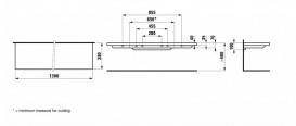 Полка керамическая Laufen Palace 130х38 см подрезанная с левой стороны белый H8704350007111