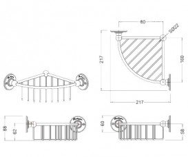 Поличка для ванної Burlington ґратчаста кутова латунь золото A22 GOL