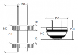 Поличка для ванної подвійна Lineabeta Filo на гачках метал хром 50031.29