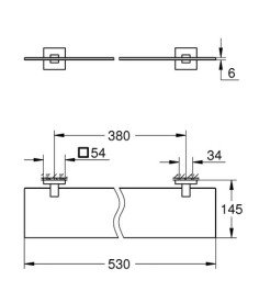 Полиця для ванної Grohe QuickFix Start Cube 53 см чорний матовий/прозоре скло 411092430