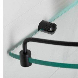 Поличка для ванної Kraus Elie скляна з бортиком матовий чорний KEA-18846MB