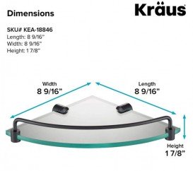 Поличка для ванної Kraus Elie скляна з бортиком матовий чорний KEA-18846MB