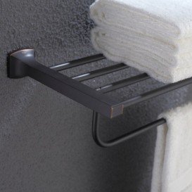 Поличка для ванної Kraus Fortis з тримачем рушників темный шоколад KEA-13342ORB