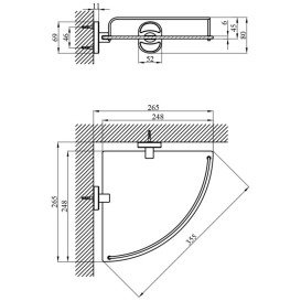 Полиця для ванної кімнати Kroner KRM Elbe-ACG2921-1 кутова скло CV022897