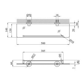 Поличка для ванної кімнати Kroner KRP Edelstahl Klassisch-ESG3707 50 см скло CV025661
