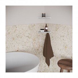 Полиця для ванної кімнати Ravak Slim C кутова алюміній/латунь білий X07P652