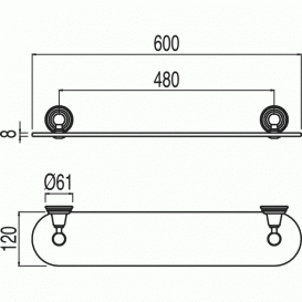 Поличка для ванної Tres Retro-Tres прозоре скло / метал золото 02463615OR