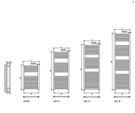 Полотенцесушитель электрический с тэном скрытого подключения на кнопке, цвет хром Scirocco Laguna LAG 12x50E+KTE CR