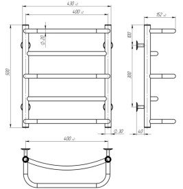 Полотенцесушитель водяной Deffi Аквамикс П5 400х500 нижнее подключение черный C.AM.50.40.5.B.A