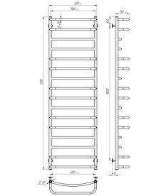 Полотенцесушитель водяной Deffi Аквамикс П16 500х1700 нижнее подключение черный C.AM.170.50.16.B.A