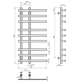 Сушка для рушників водяна Deffi Atena П9 150х1000 нижнє підключення хром A.AT.100.15.9.C.A