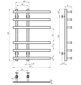 Полотенцесушитель водяной Deffi Atena П6 150х700 нижнее подключение черный A.AT.70.15.6.B.A
