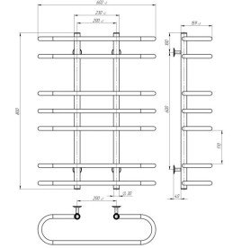 Полотенцесушитель водяной Deffi Британика П7 600х800 нижнее подключение черный C.BR.80.60.7.B.A