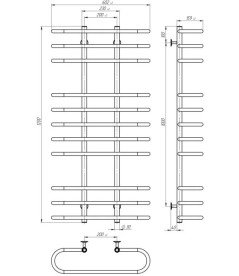 Сушка для рушників водяна Deffi Британіка П11 600х1200 нижнє підключення чорний C.BR.120.60.11.B.A