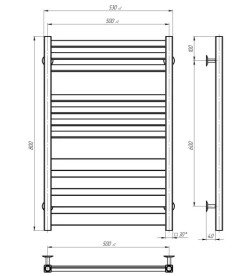 Полотенцесушитель водяной Deffi Diamant П11 500х800 боковое левое подключение хром A.DT.80.50.11.C.B