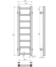 Сушка для рушників водяна Deffi Forest П8 200х800 нижнє підключення хром A.FR.80.20.8.C.A