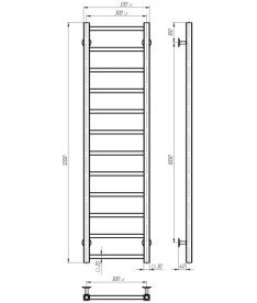 Сушка для рушників водяна Deffi Forest П12 300х1200 бічне ліве підключення білий A.FR.120.30.12.W.B