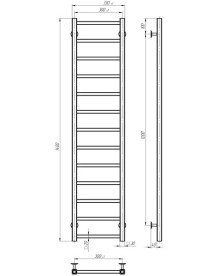 Сушка для рушників водяна Deffi Forest П13 300х1400 бічне ліве підключення чорний A.FR.140.30.13.B.B