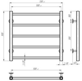 Сушка для рушників водяна Deffi Forest П5 500х500 бічне праве підключення білий A.FR.50.50.5.W.C