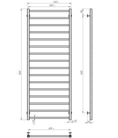 Полотенцесушитель водяной Deffi Forest П16 600х1600 боковое правое подключение черный A.FR.160.60.16.B.C
