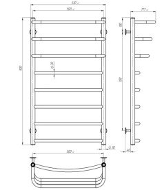Полотенцесушитель водяной Deffi Каскад Дуга П8 500х900 боковое левое подключение белый C.KD.90.50.8.W.B