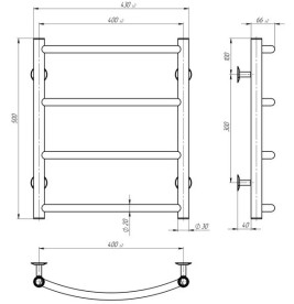 Сушка для рушників водяна Deffi Класик П4 400х500 бічне ліве підключення білий C.DK.50.40.4.W.B