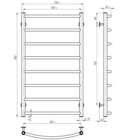 Сушка для рушників водяна Deffi Класик П8 500х900 бічне праве підключення хром C.DK.90.50.8.C.C