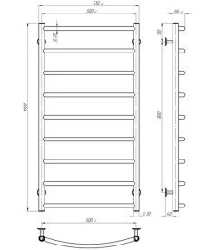 Сушка для рушників водяна Deffi Класик П9 500х1000 нижнє підключення хром C.DK.100.50.9.C.A