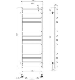 Полотенцесушитель водяной Deffi Классик Элит П12 400х1200 боковое левое подключение хром C.KE.120.40.12.C.B