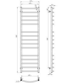 Полотенцесушитель водяной Deffi Классик Элит П15 400х1500 боковое левое подключение черный C.KE.150.40.15.B.B