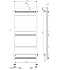 Сушка для рушників водяна Deffi Класик Еліт П12 500х1200 бічне праве підключення білий C.KE.120.50.12.W.C