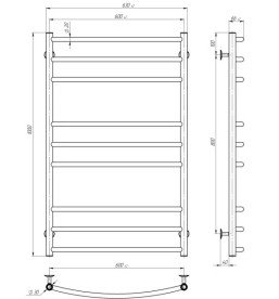 Полотенцесушитель водяной Deffi Классик Элит П9 600х1000 нижнее подключение хром C.KE.100.60.9.C.A