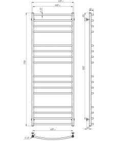 Сушка для рушників водяна Deffi Класик Еліт П16 600х1700 бічне ліве підключення білий C.KE.170.60.16.W.B