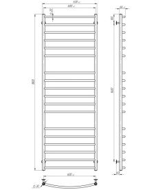 Полотенцесушитель водяной Deffi Классик Элит П18 600х1800 боковое правое подключение черный C.KE.180.60.18.B.C