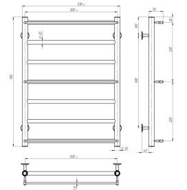 Полотенцесушитель водяной Deffi Ladder П7 500х700 нижнее подключение черный C.LK.70.50.7.B.A