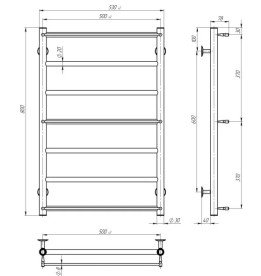Сушка для рушників водяна Deffi Ladder П7 500х800 нижнє підключення чорний C.LK.80.50.7.B.A